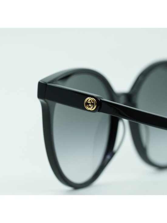 Gucci GG0488S 001 Sunglasses Black Round Frame, Grey Gradient Lenses main image 4